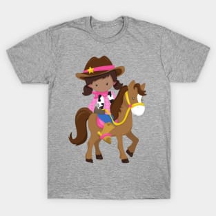 African American Girl, Cowgirl, Sheriff, Horse T-Shirt